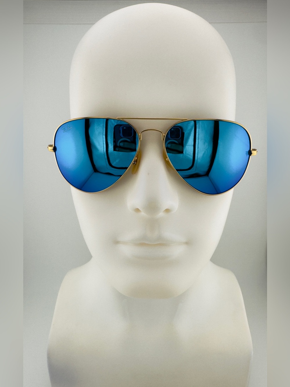 Ray-Ban Aviator Sunglasses RB3025 Gold Matte Frame with Blue Crystal Lens UNISEX - Picture 3 of 15
